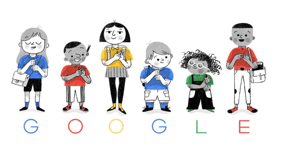 영국 수화 알파벳은 Google 기념일 로고에서 기념됩니다.