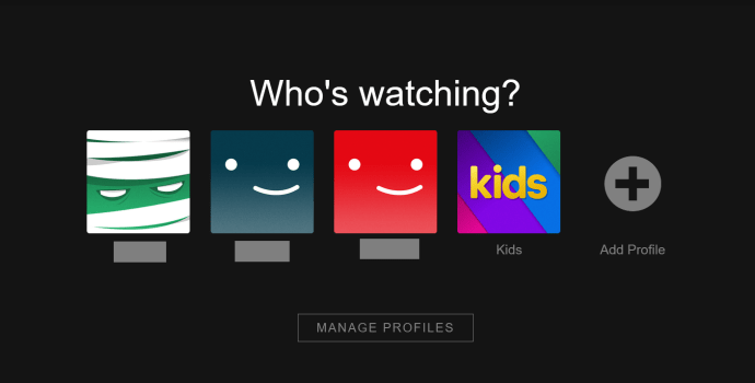 Pagina de selecție a profilului Netflix