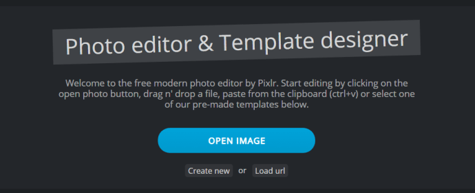 Pixlr-Editorseite