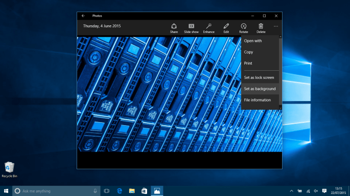 Microsoft Windows 10 Cum se schimbă imaginea de fundal - aplicația Fotografii
