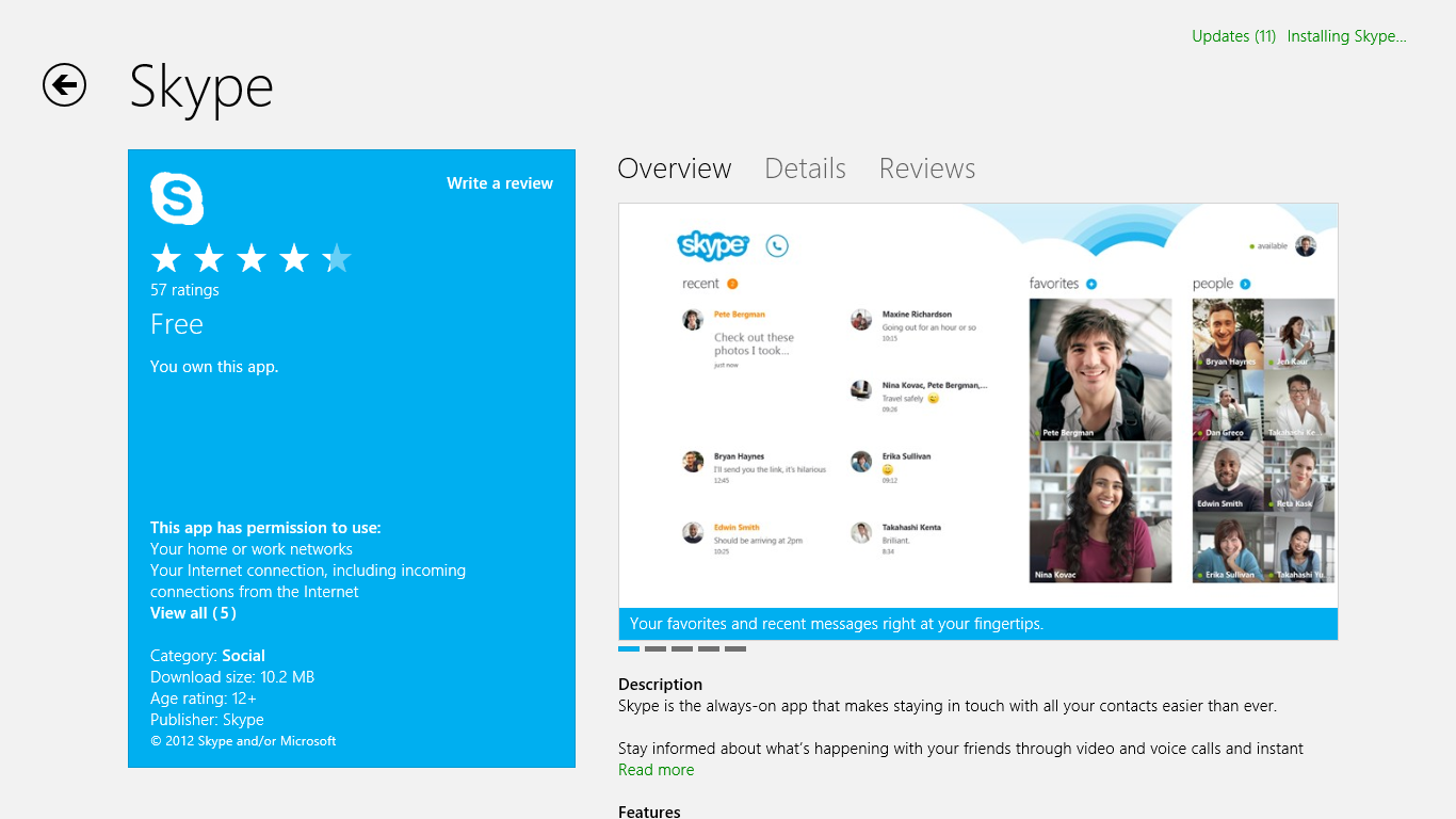Windows 8 Techenol.png için Skype uygulaması