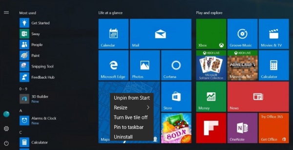 Windows 10-2에서 타일을 이동, 크기 조정 및 추가하는 방법