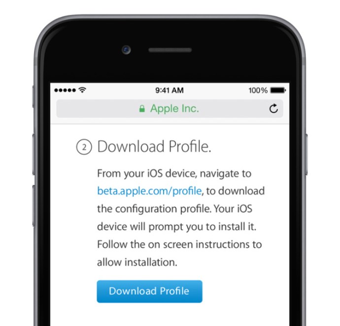 iOS 9 공개 베타: 프로필 다운로드
