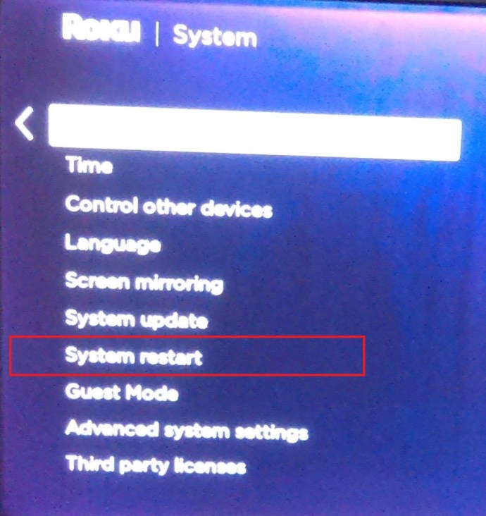 Roku 시스템 메뉴 2
